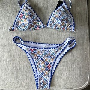 Mediterranean print bathing suit
